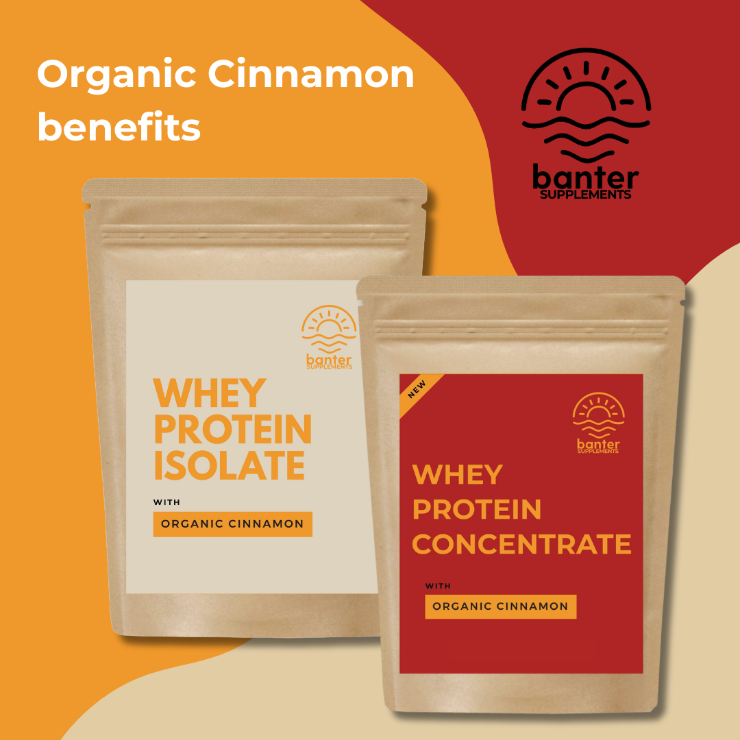 Whey Protein Isolate and Concentrate with organic cinnamon by Banter Supplements