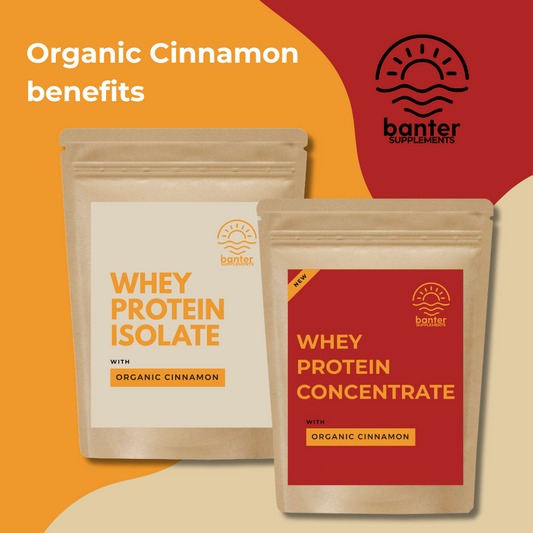 Whey Protein Isolate and Concentrate with organic cinnamon by Banter Supplements