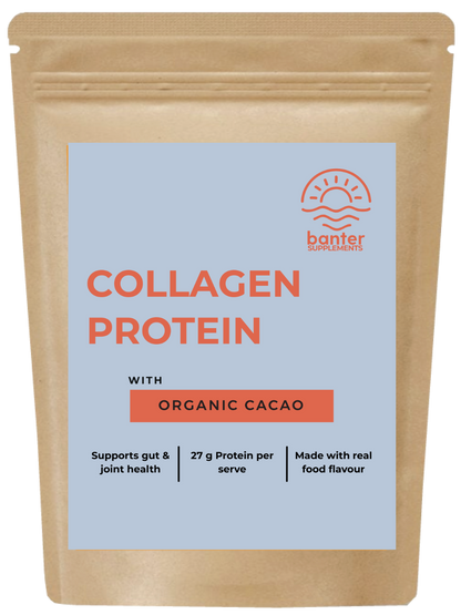 Banter Supplements Collagen Protein Organic Cacao package