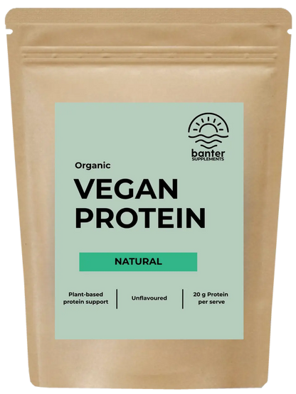 Banter Supplements Organic Vegan Protein Natural 1kg pouch.