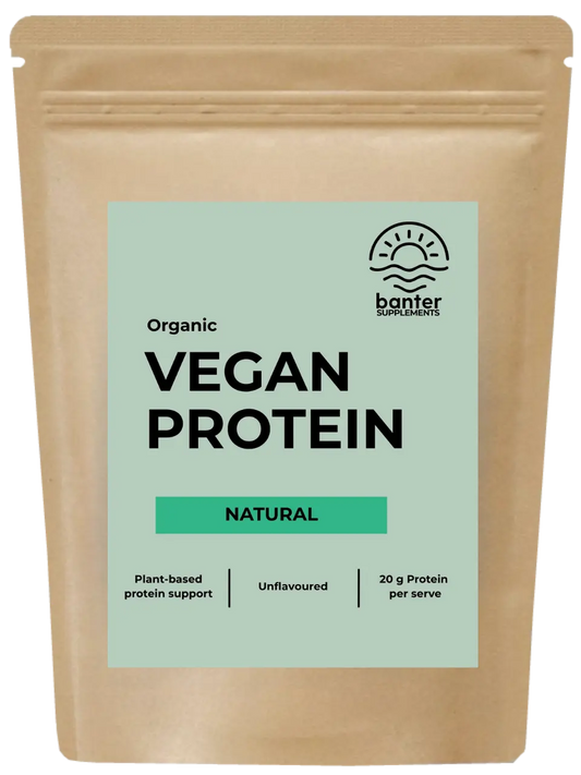Banter Supplements Organic Vegan Protein Natural 1kg pouch.