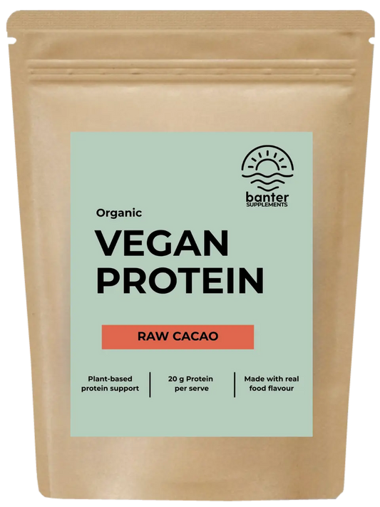 Banter Supplements Organic Vegan Protein Cacao 1kg pouch.
