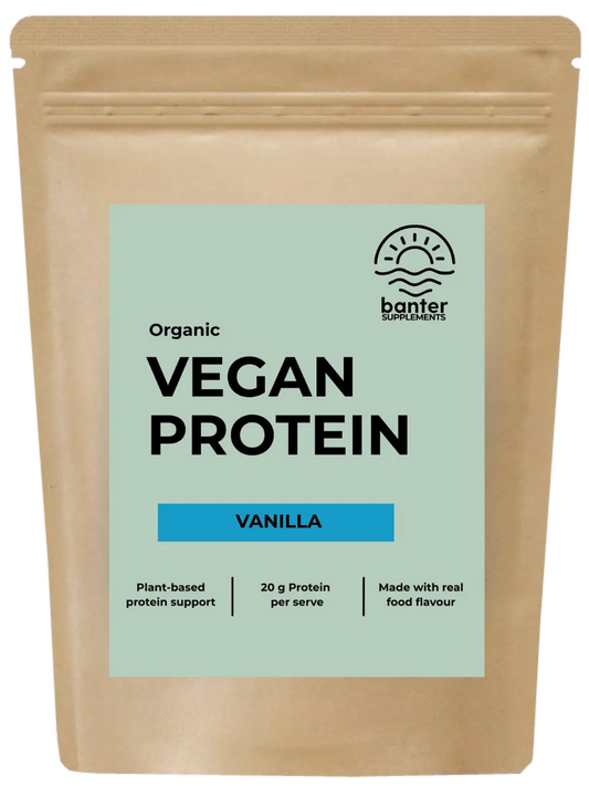 Banter Supplements Organic Vegan Protein Vanilla 1kg pouch.