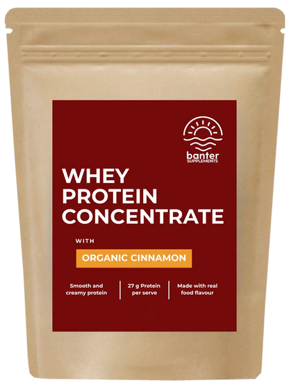 banter whey protein concentrate organic cinnamon pouch